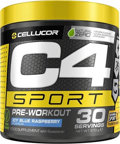C4 Sport pre entreno en polvo sabor frambuesa azul