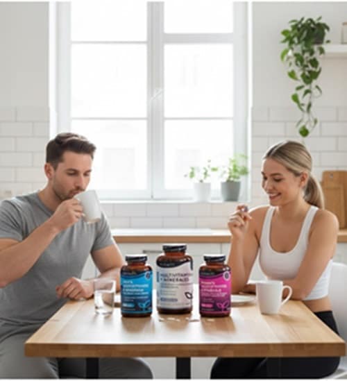 ingredientes y cápsulas de multivitaminas veganas Nutravita